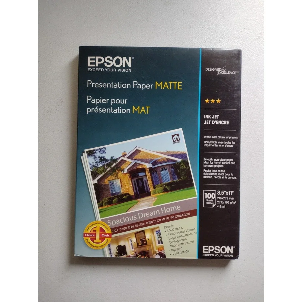 ✨‎ Epson S041062 Presentation Paper Matte 8.5x11 Letter Size 100 Sheets White